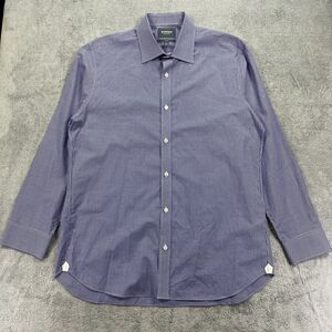 Bonobos Dress Shirt Mens 17.5 Blue White Gingham Check Cotton Slim Fit Business